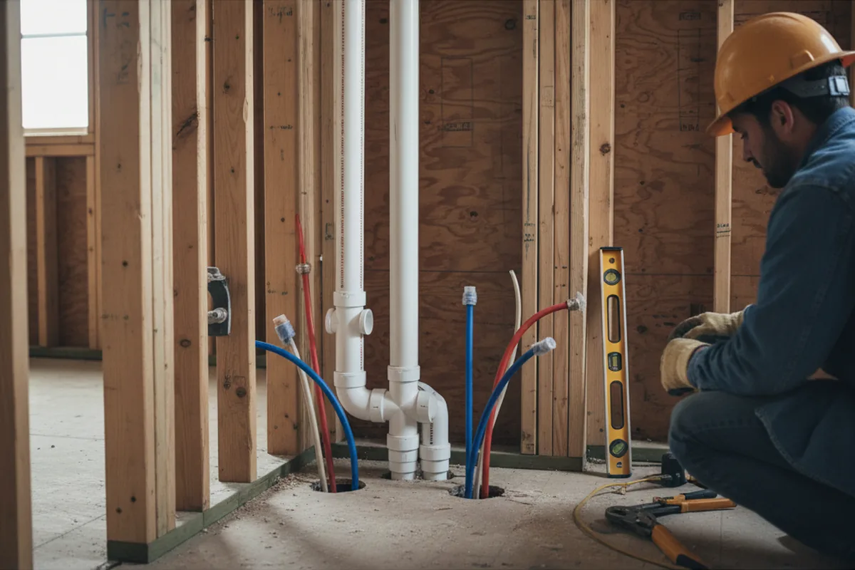 Drain and supply rough-in during Leak Detection in Kathleen